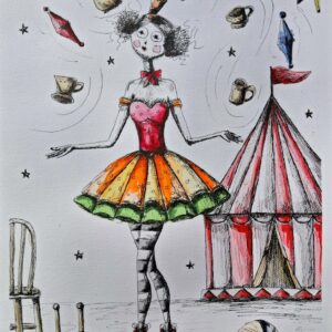 Obraz akwarelowy Cyrkóweczka i żonglerka