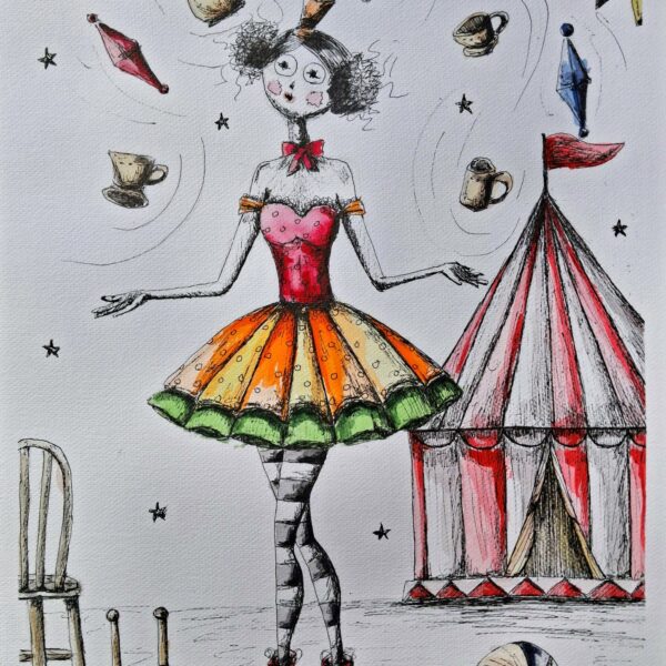 Obraz akwarelowy Cyrkóweczka i żonglerka